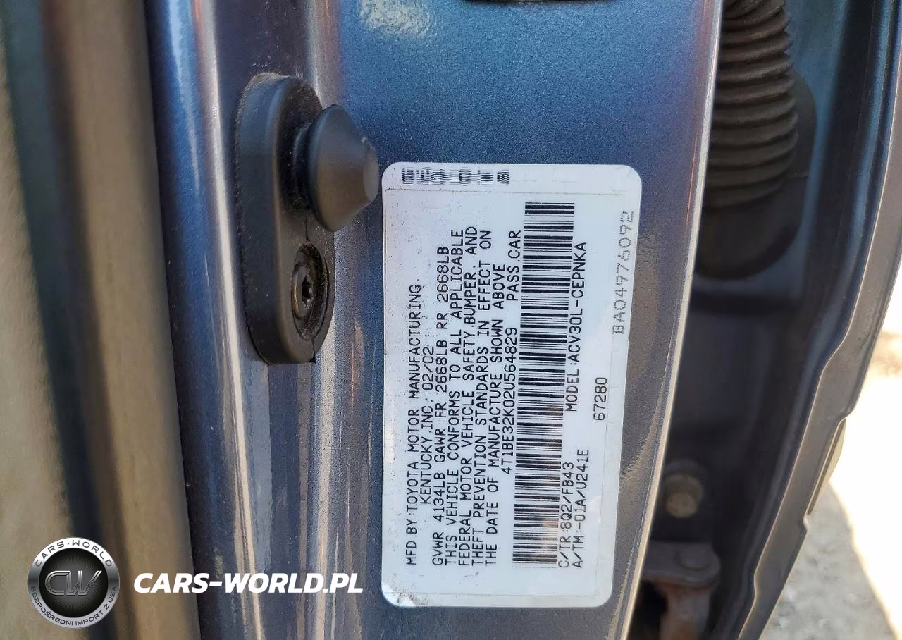 2002 Toyota Camry Le VIN:4T1BE32K02U564829 - 13