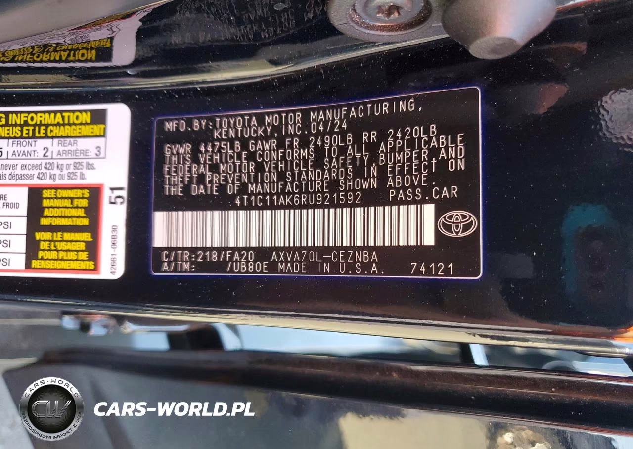 2024 Toyota Camry Le VIN:4T1C11AK6RU921592 - 13