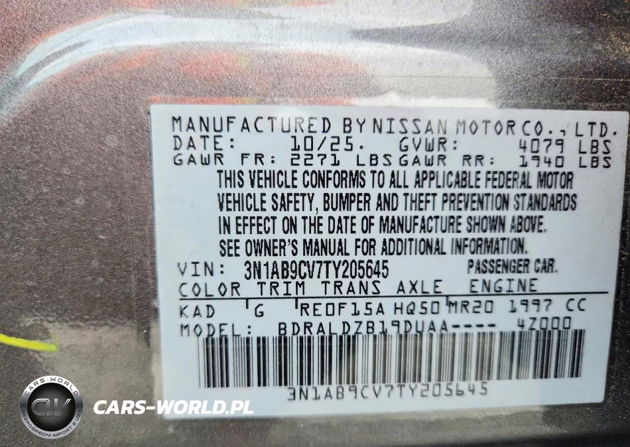 2026 Nissan Sentra Sv VIN:3N1AB9CV7TY205645 - 12