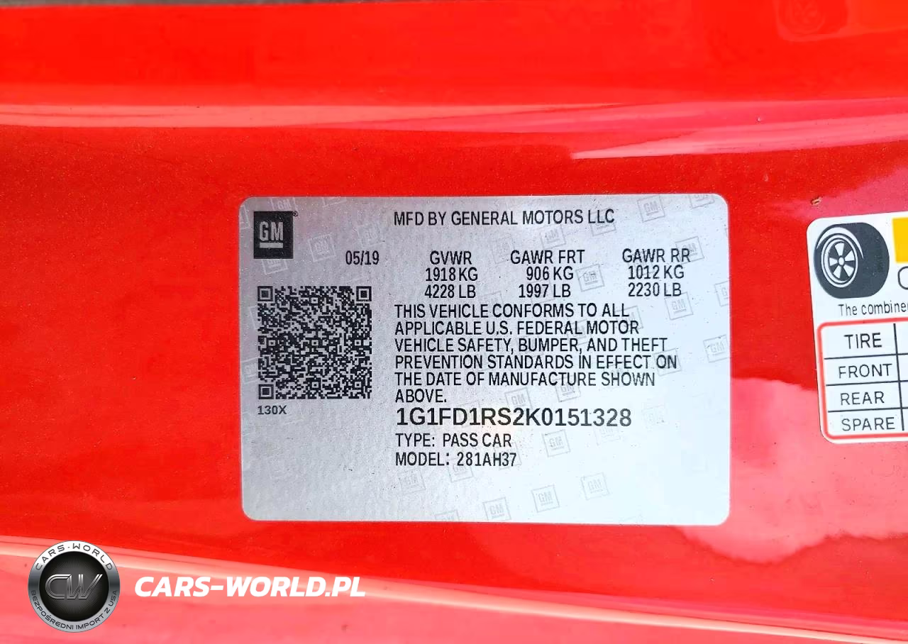 2019 Chevrolet Camaro Lt VIN:1G1FD1RS2K0151328 - 12