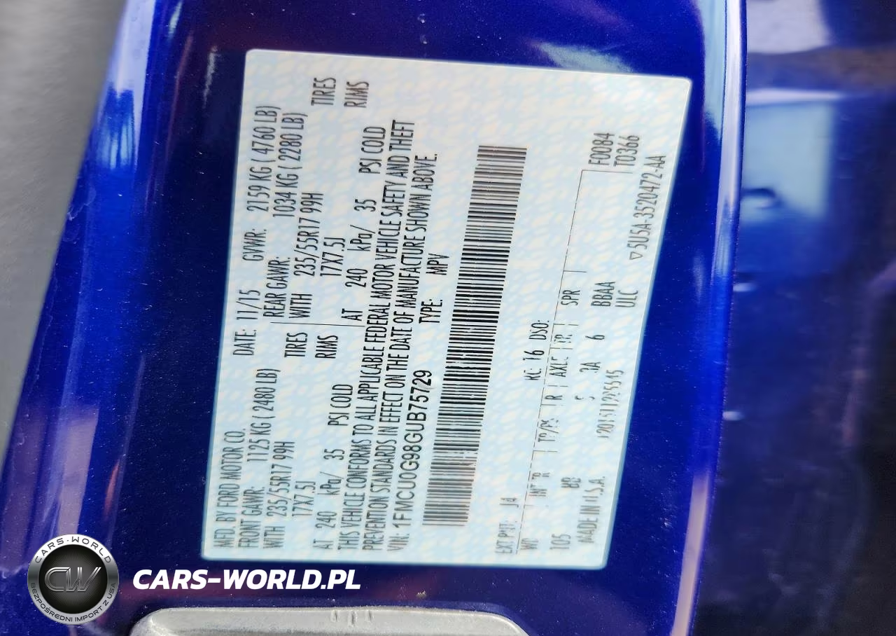 2016 Ford Escape Se VIN:1FMCU0G98GUB75729 - 12