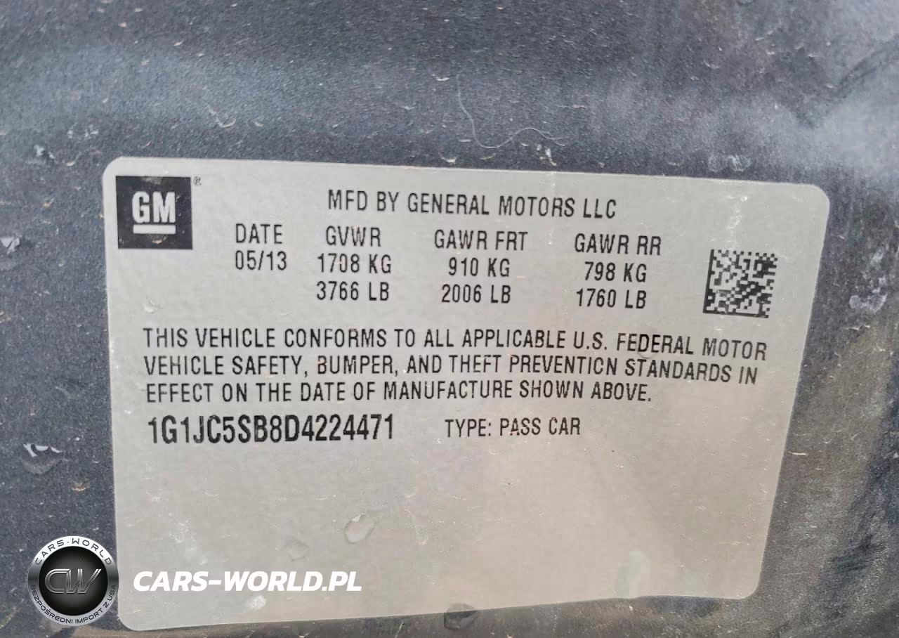 2013 Chevrolet Sonic Lt VIN:1G1JC5SB8D4224471 - 12