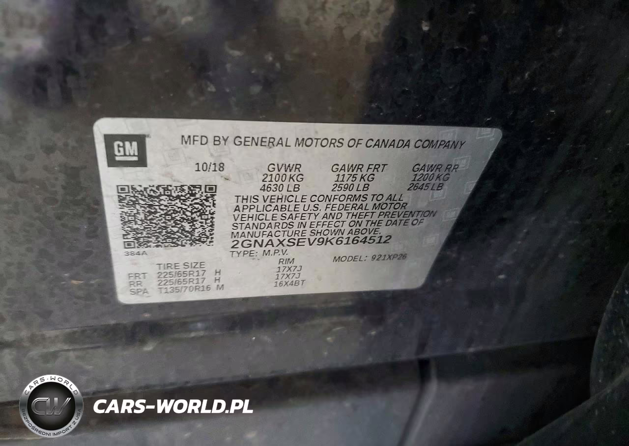 2019 Chevrolet Equinox Ls VIN:2GNAXSEV9K6164512 - 13