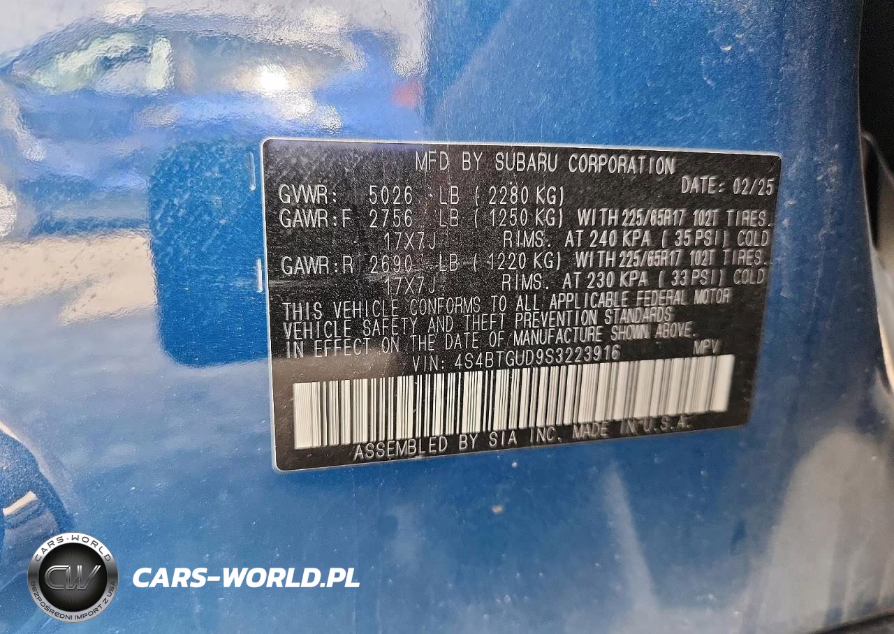 2025 Subaru Outback Wilderness VIN:4S4BTGUD9S3223916 - 12