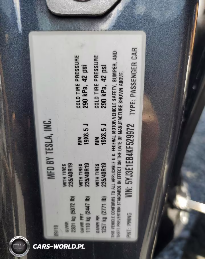 2019 Tesla Model 3 VIN:5YJ3E1EB4KF529972 - 12