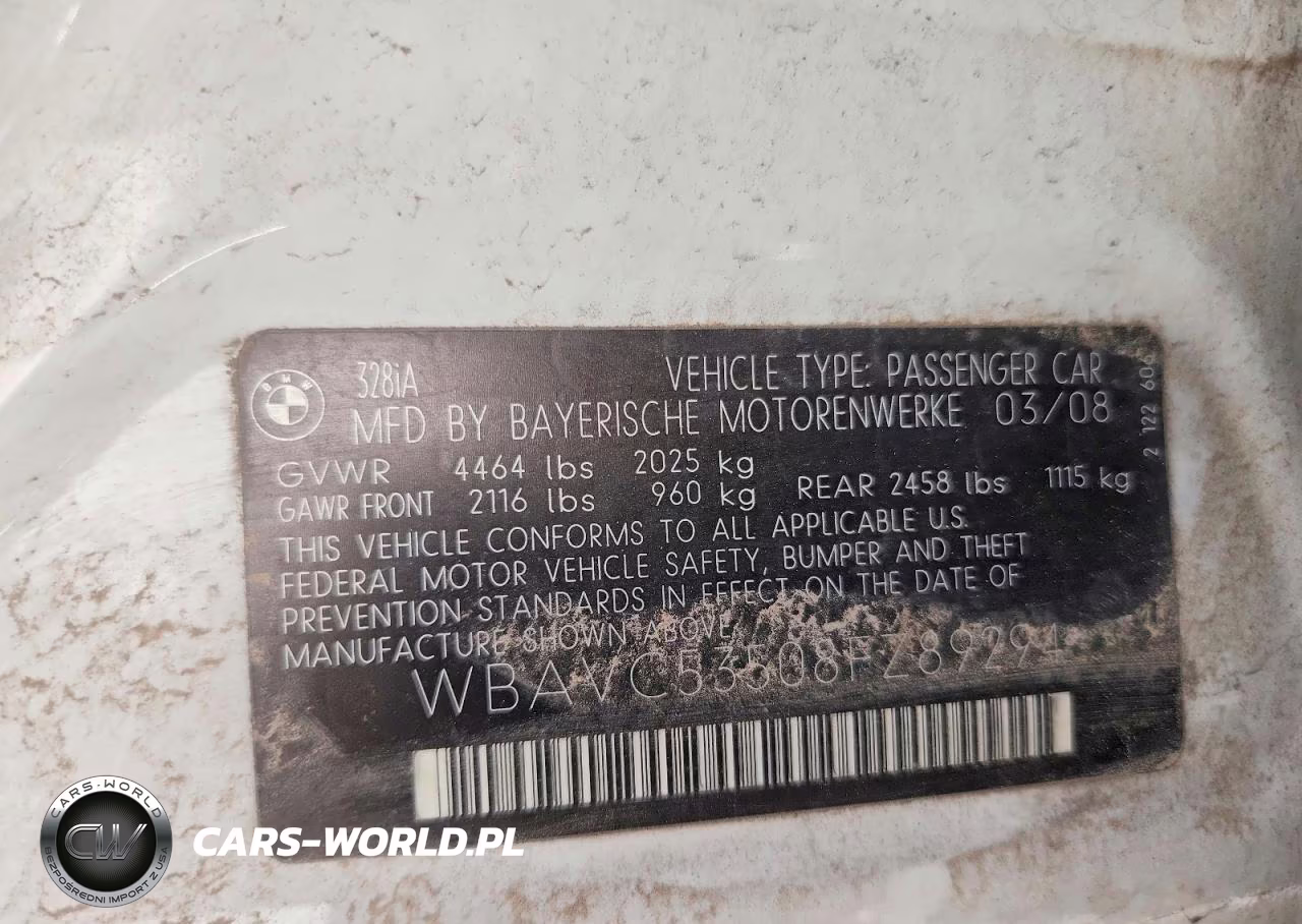 2008 BMW 328 I Sulev VIN:WBAVC53508FZ89294 - 12