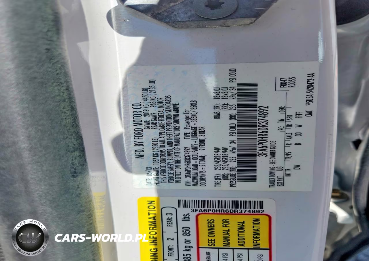 2013 Ford Fusion Se VIN:3FA6P0HR6DR374892 - 12