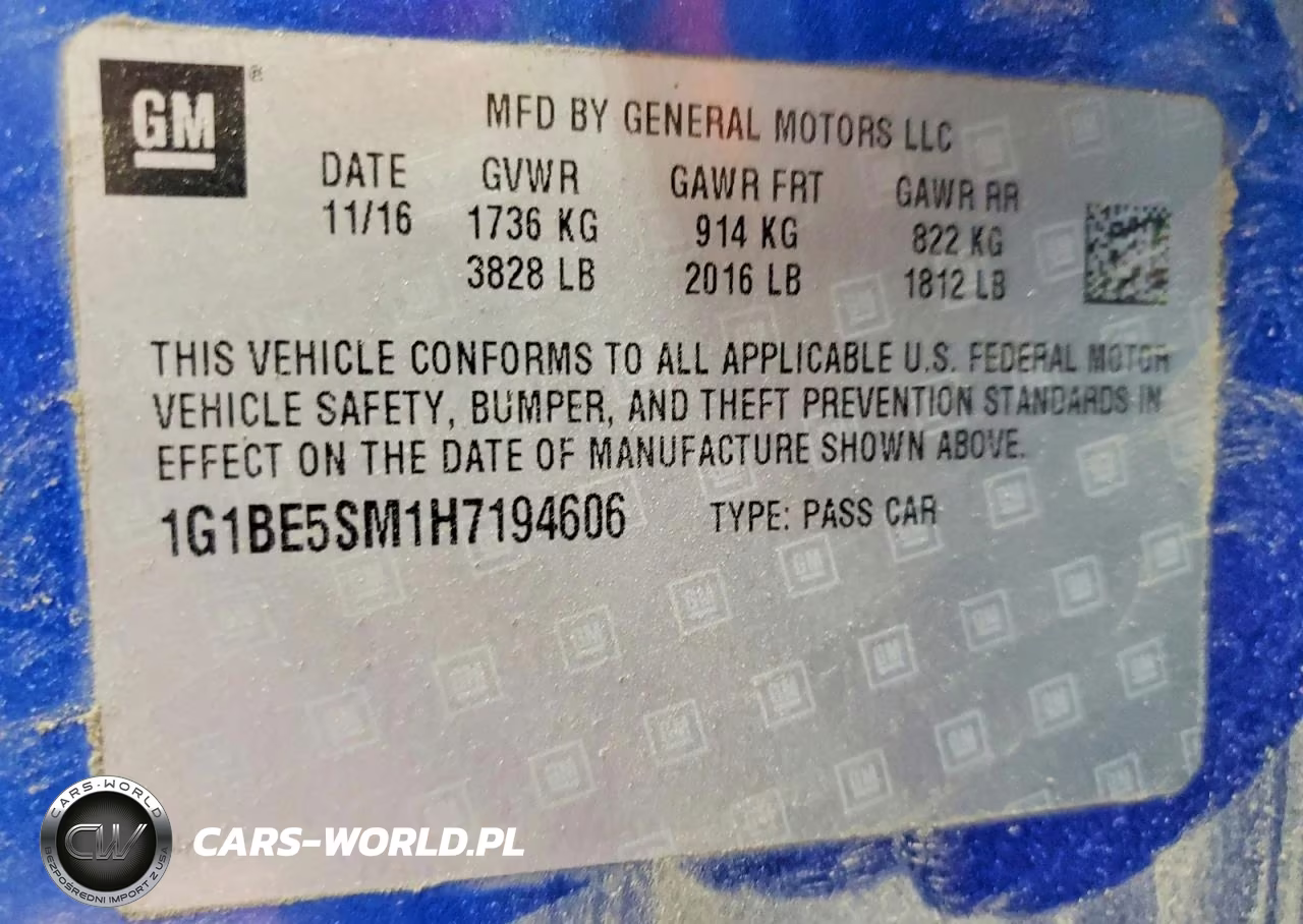 2017 Chevrolet Cruze Lt VIN:1G1BE5SM1H7194606 - 12