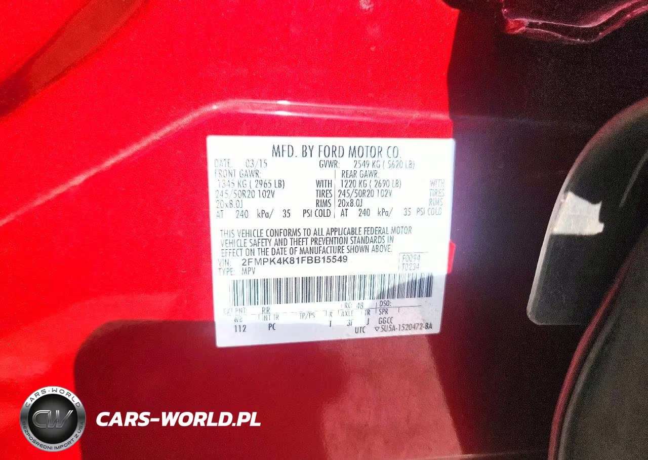 2015 Ford Edge Titanium VIN:2FMPK4K81FBB15549 - 13