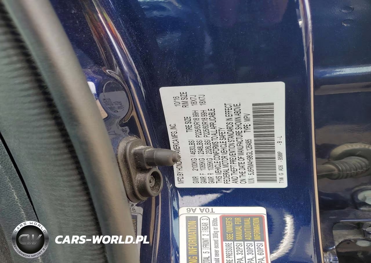 2016 Honda Cr-V Touring VIN:5J6RM4H98GL126485 - 14