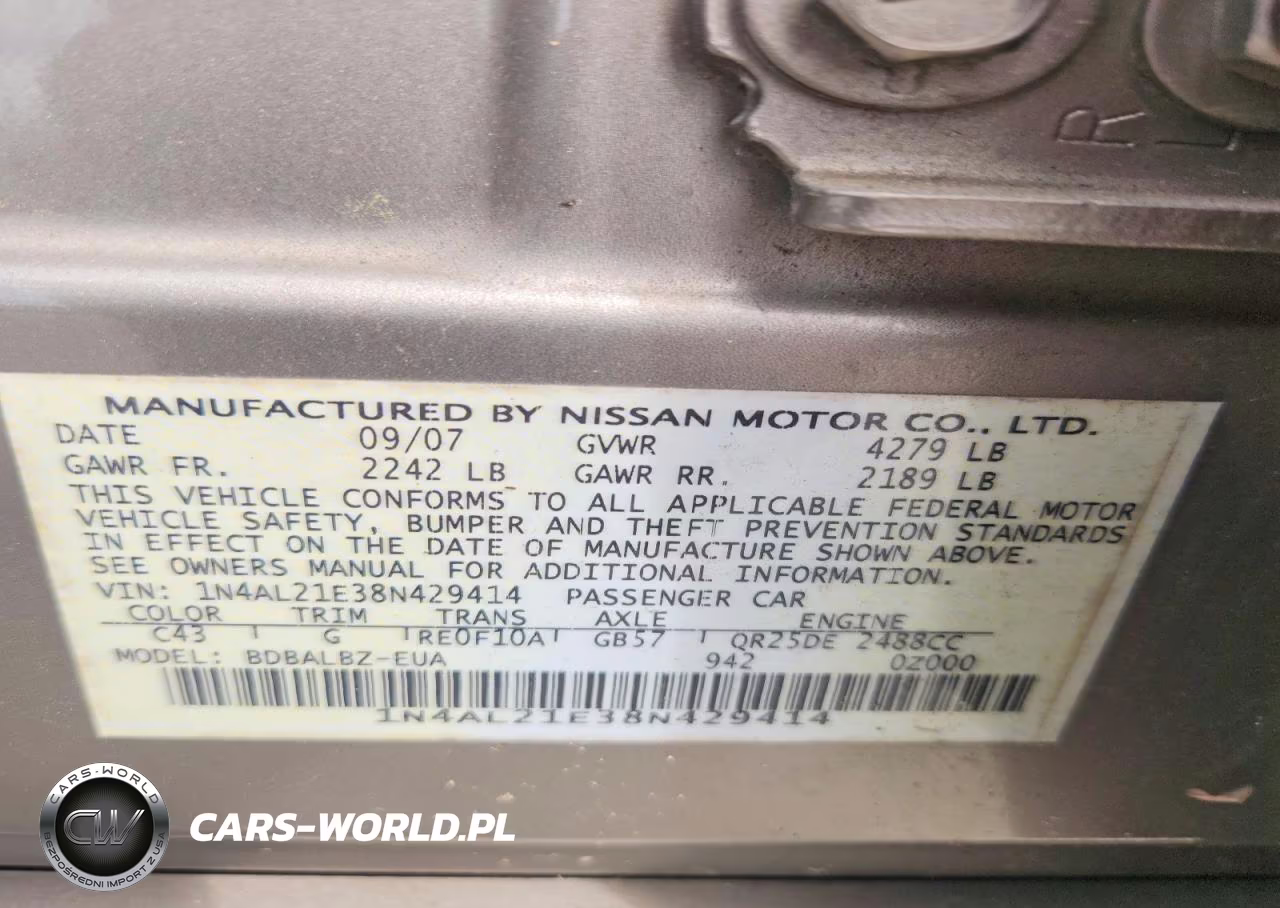 2008 Nissan Altima 2.5 VIN:1N4AL21E38N429414 - 12