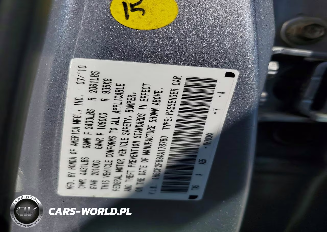 2010 Honda Accord Exl VIN:1HGCP2F89AA178780 - 12