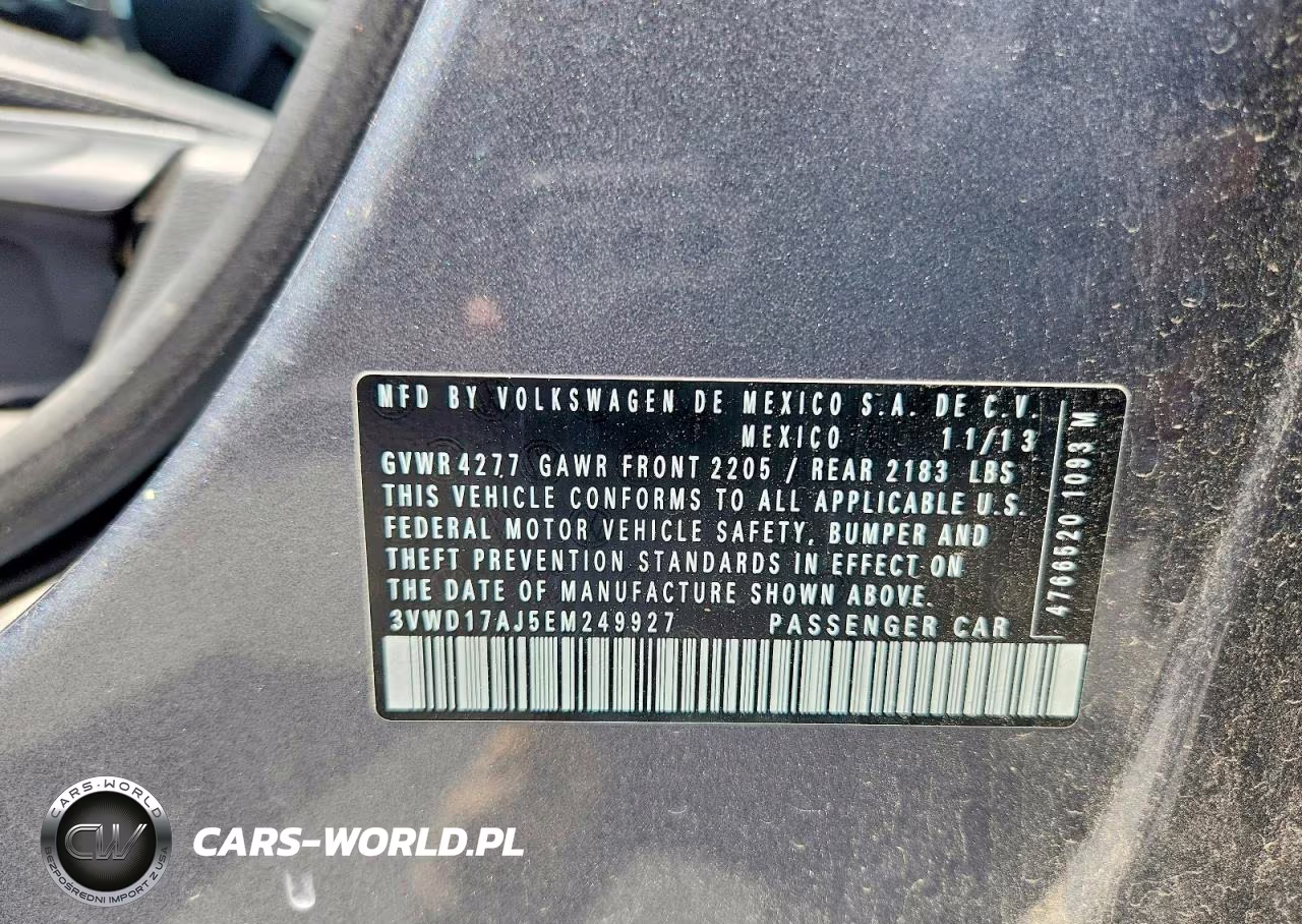 2014 Volkswagen Jetta Se VIN:3VWD17AJ5EM249927 - 12
