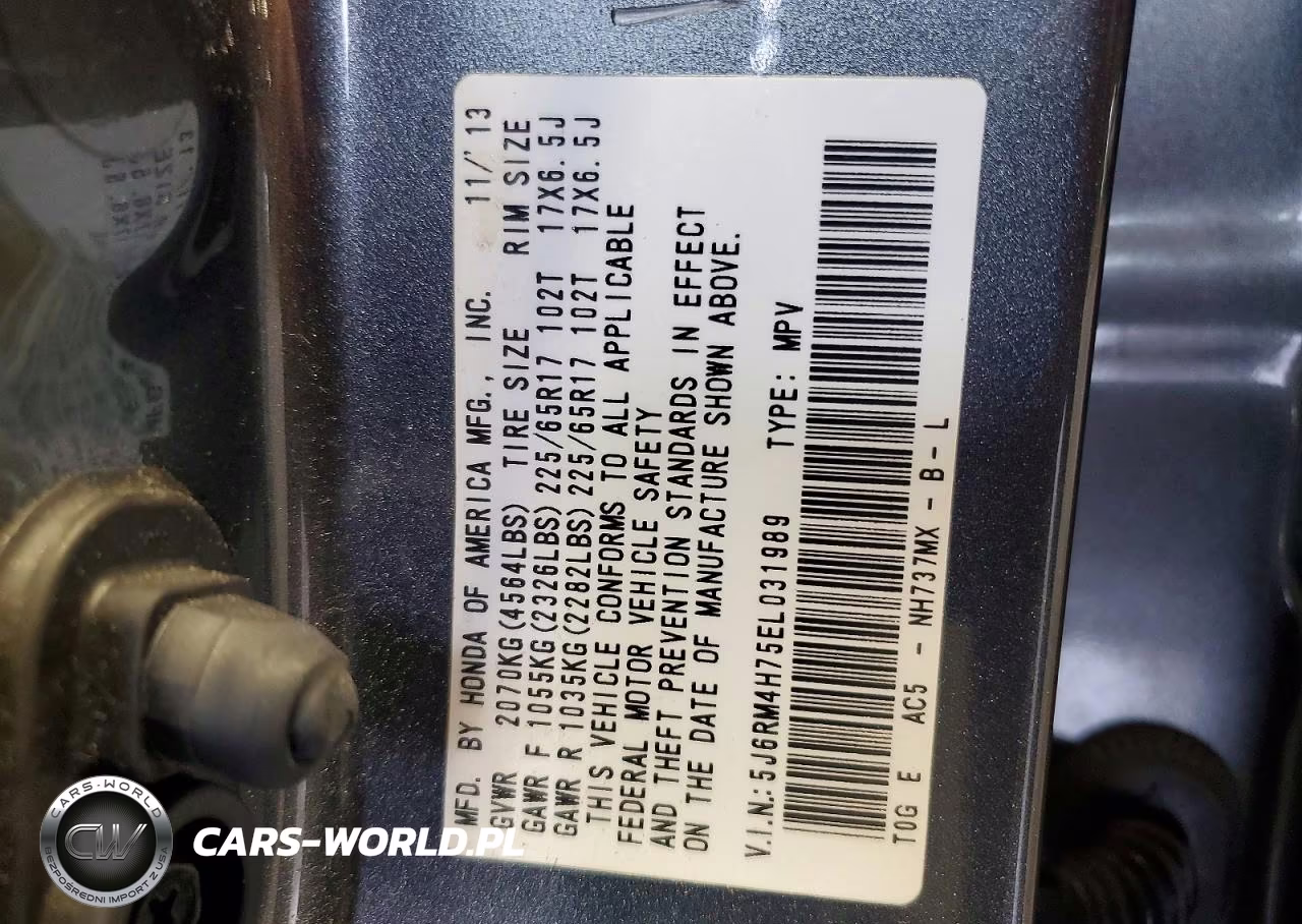 2014 Honda Cr-V Exl VIN:5J6RM4H75EL031989 - 13