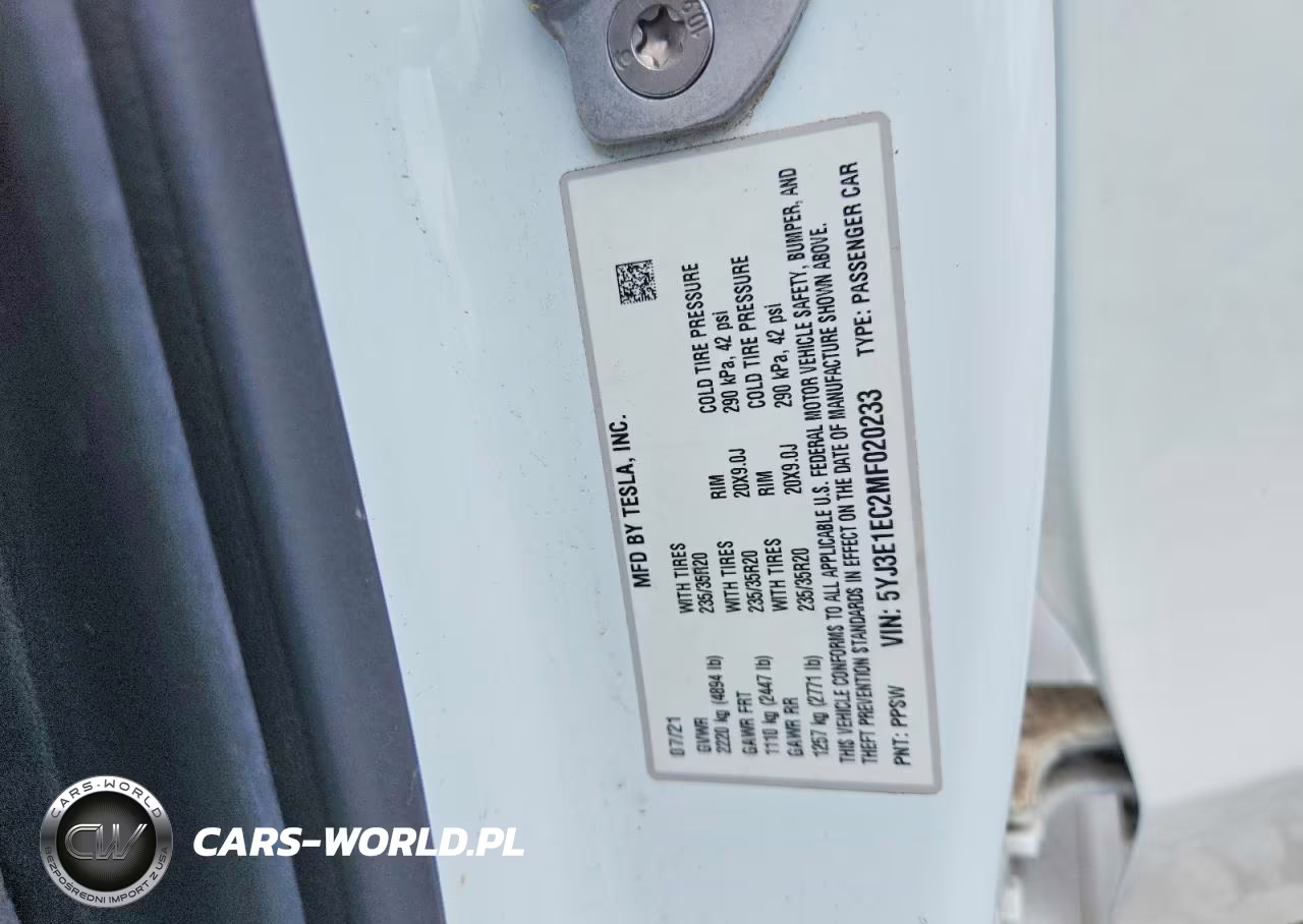 2021 Tesla Model 3 VIN:5YJ3E1EC2MF020233 - 12