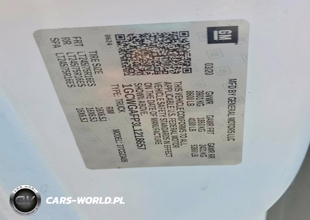 2020 Chev Express G2500 VIN:1GCWGAFP3L1218657 - 12