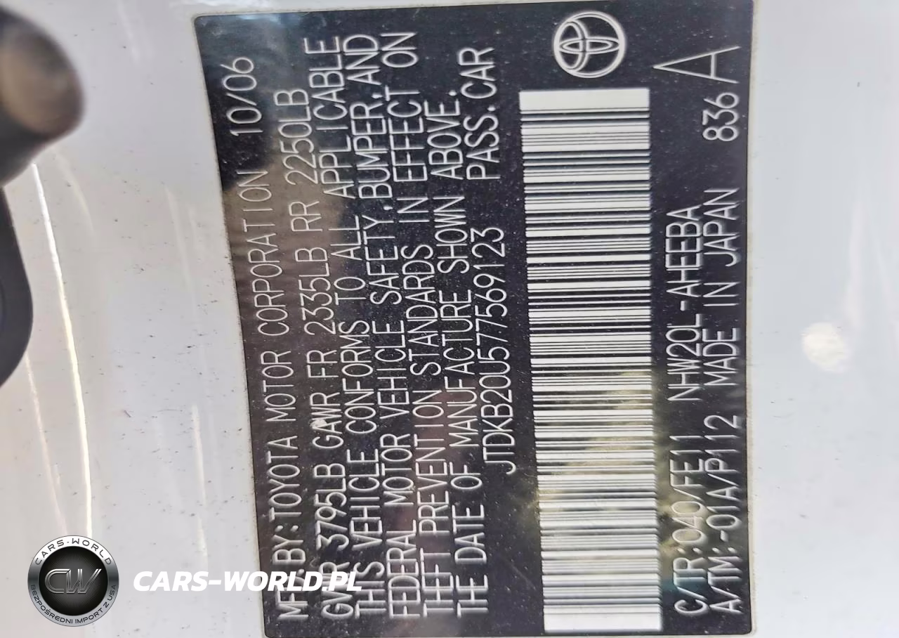 2007 Toyota Prius Base VIN:JTDKB20U577569123 - 12