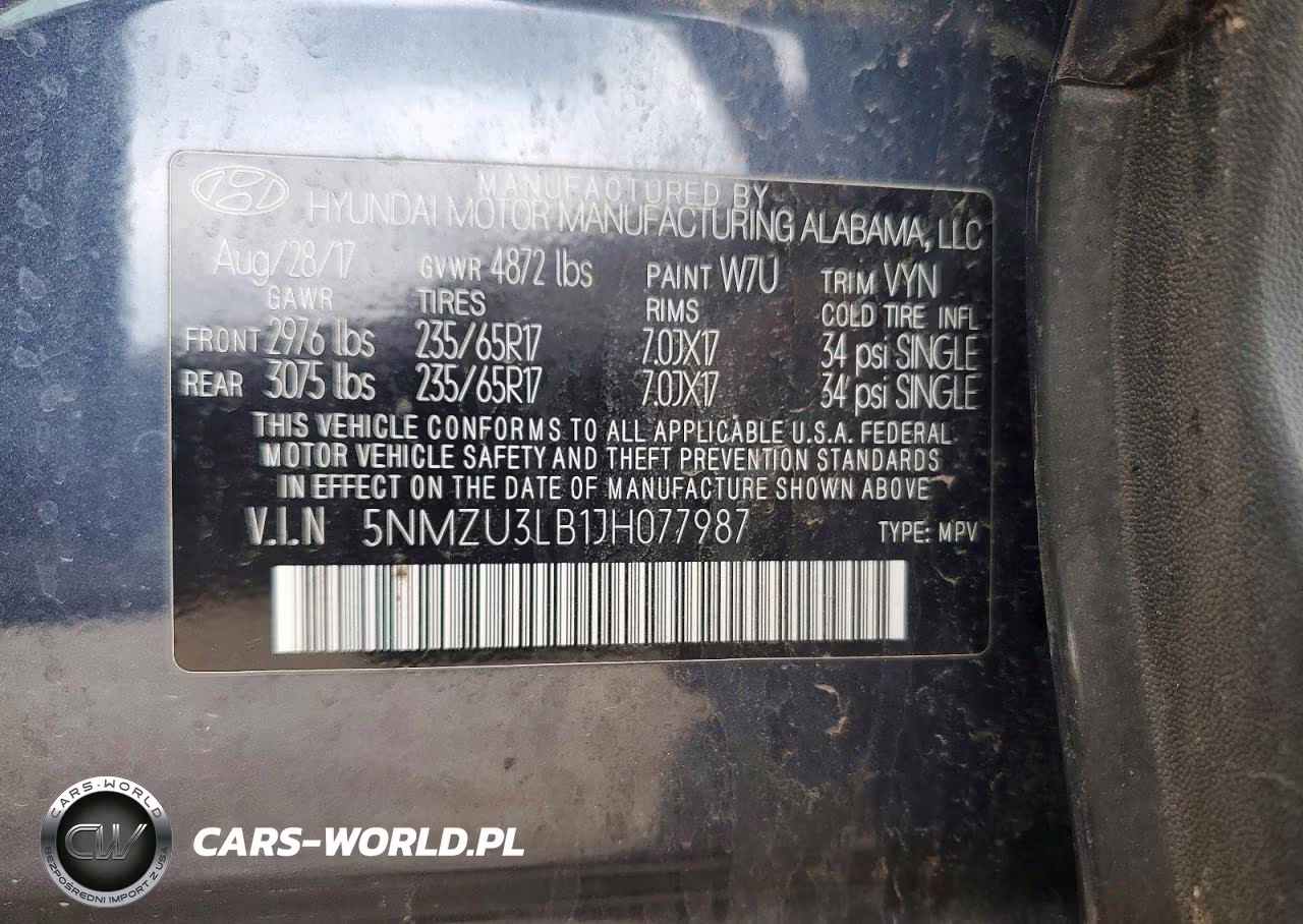 2018 Hyundai Santa Fe Sport 2.4L VIN:5NMZU3LB1JH077987 - 13
