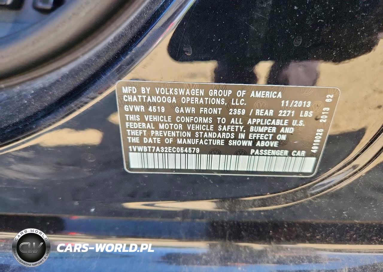 2014 Volkswagen Passat Se VIN:1VWBT7A32EC054579 - 12