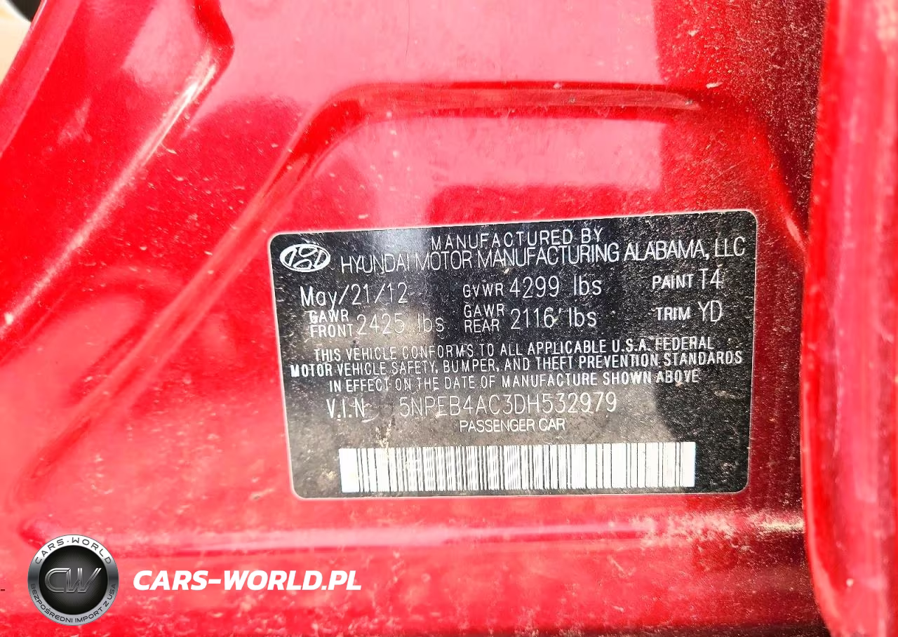 2013 Hyundai Sonata Gls VIN:5NPEB4AC3DH532979 - 12