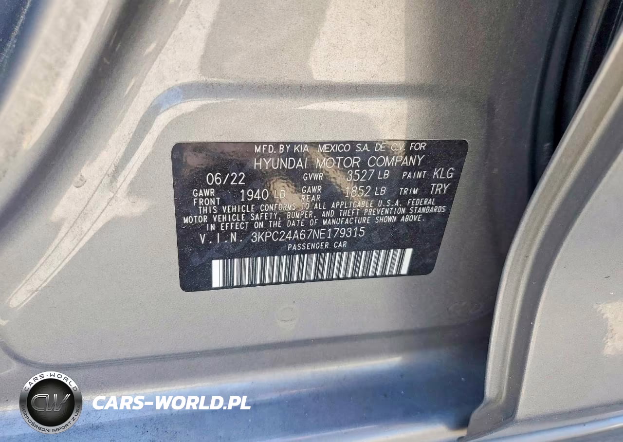 2022 Hyundai Accent Se VIN:3KPC24A67NE179315 - 12
