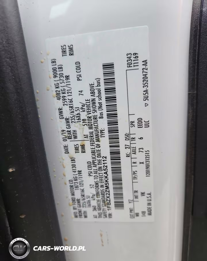 2019 Ford Transit T-350 VIN:1FBZX2ZM5KKA52112 - 13