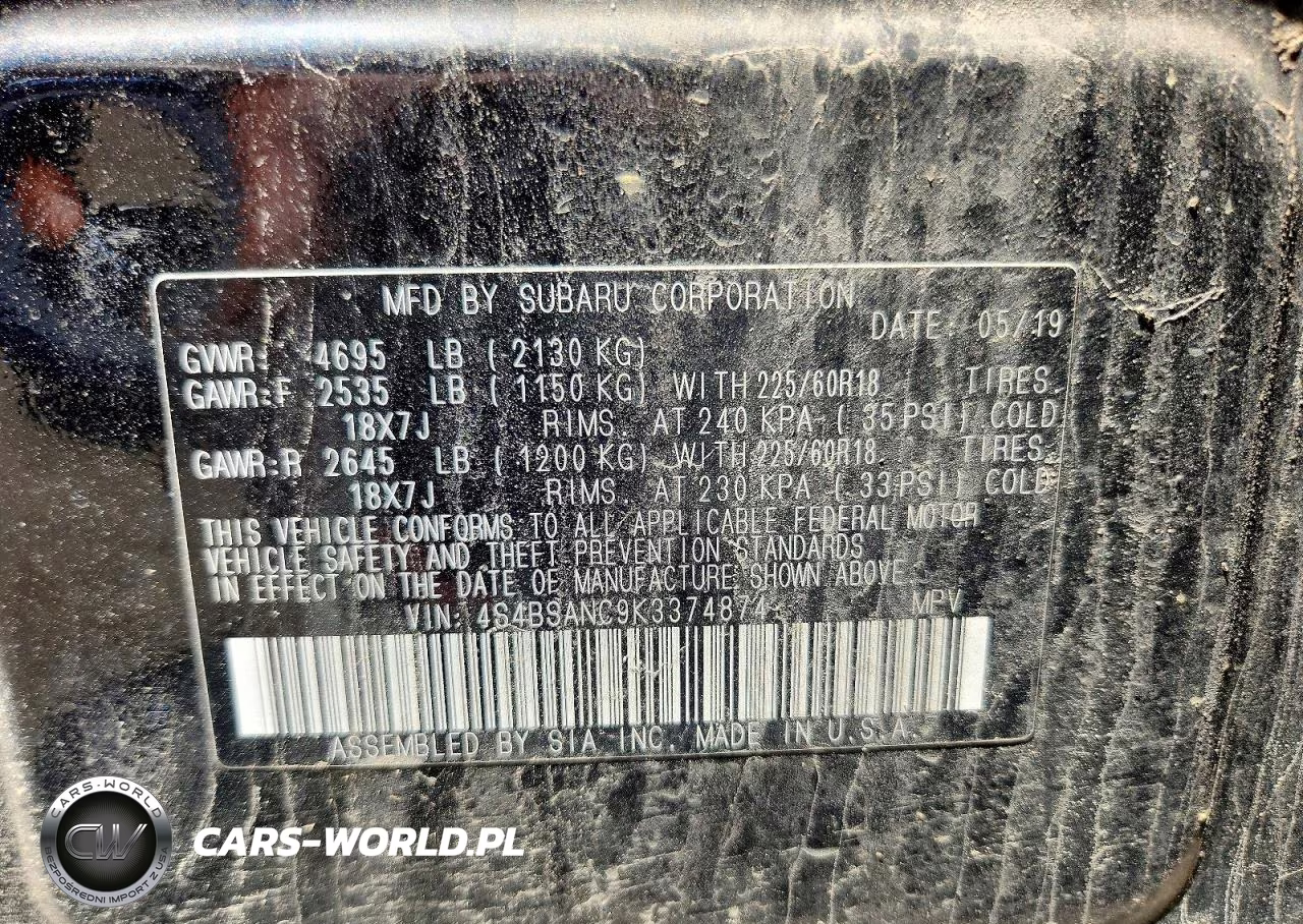 2019 Subaru Outback 2.5I Limited VIN:4S4BSANC9K3374874 - 13