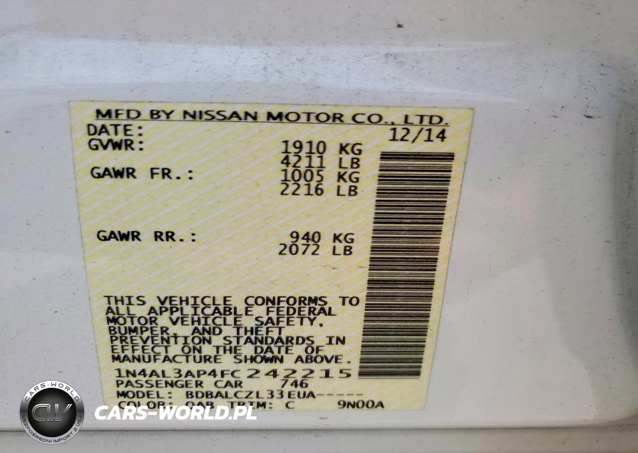 2015 Nissan Altima 2.5 S VIN:1N4AL3AP4FC242215 - 12