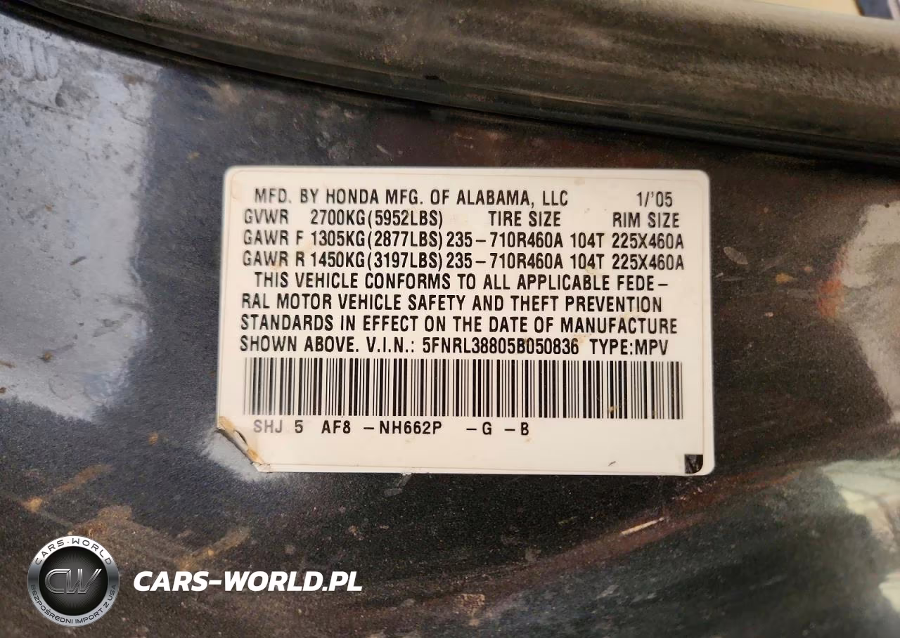 2005 Honda Odyssey Touring VIN:5FNRL38805B050836 - 13