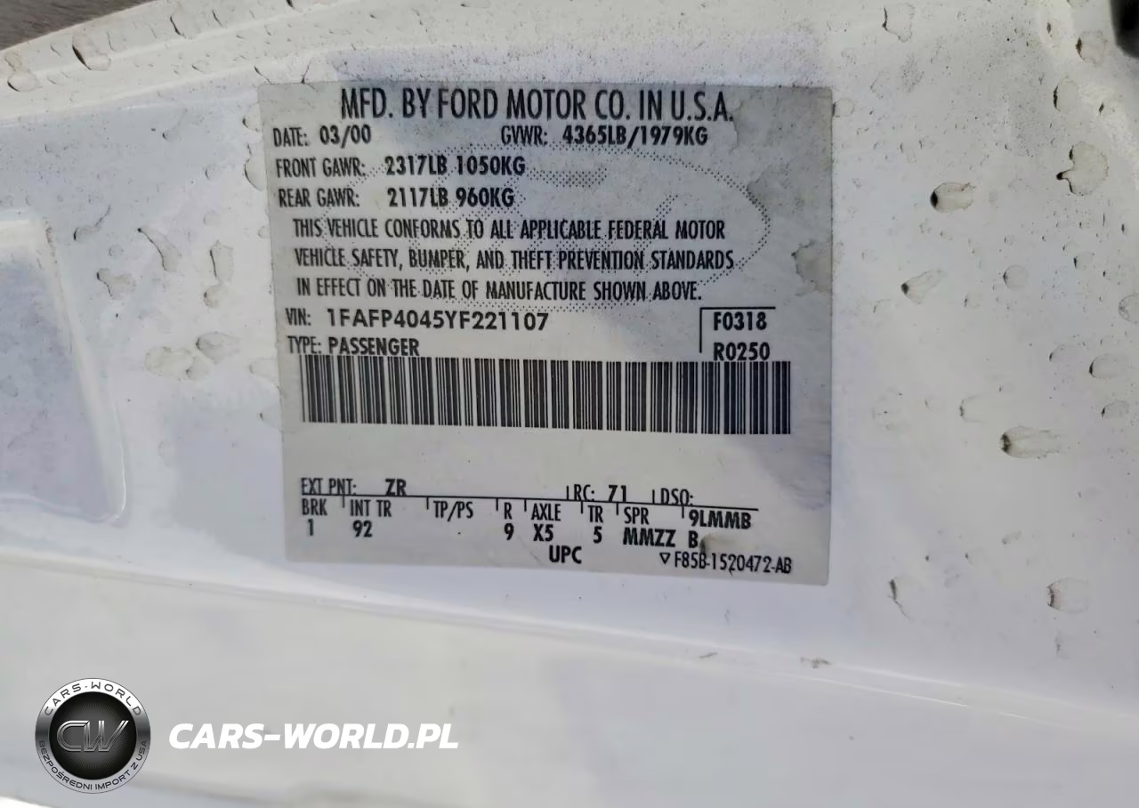 2000 Ford Mustang VIN:1FAFP4045YF221107 - 12