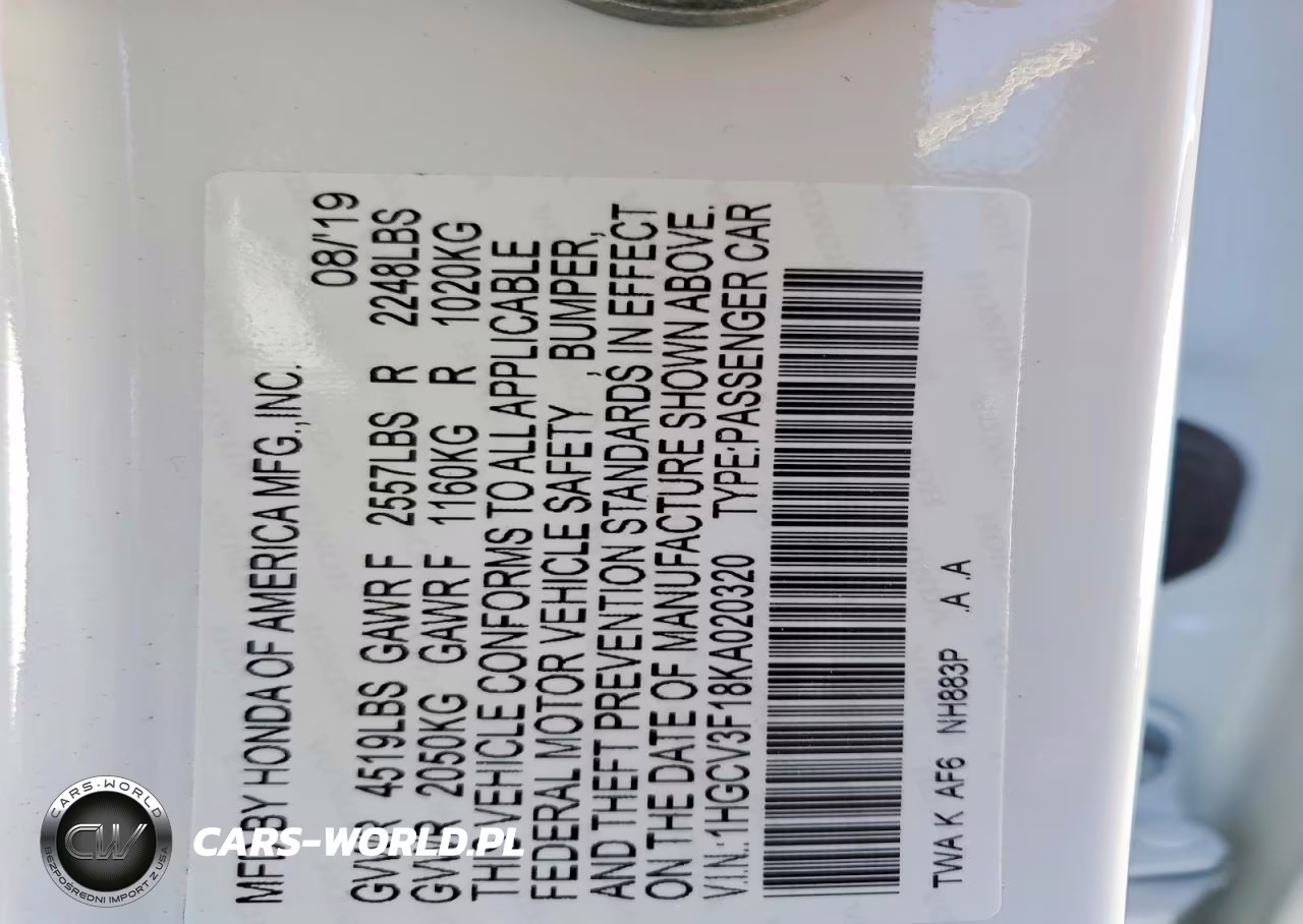 2019 Honda Accord Hybrid VIN:1HGCV3F18KA020320 - 12