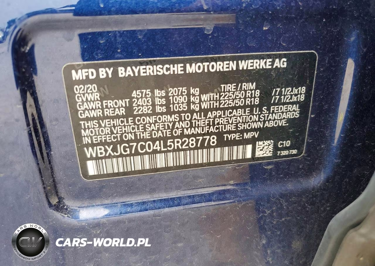 2020 BMW X1 Sdrive28I VIN:WBXJG7C04L5R28778 - 12