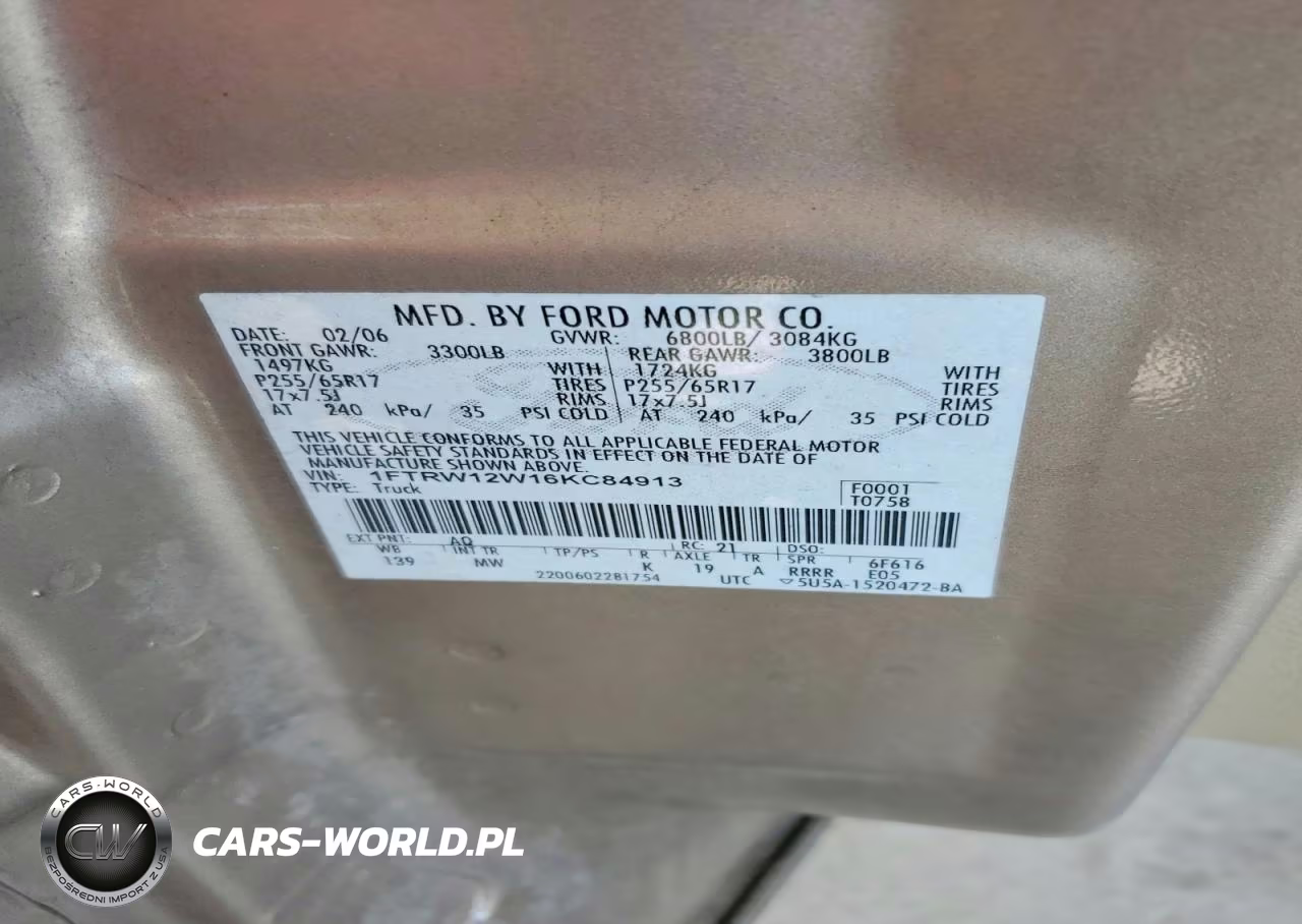 2006 Ford F150 Supercrew VIN:1FTRW12W16KC84913 - 12