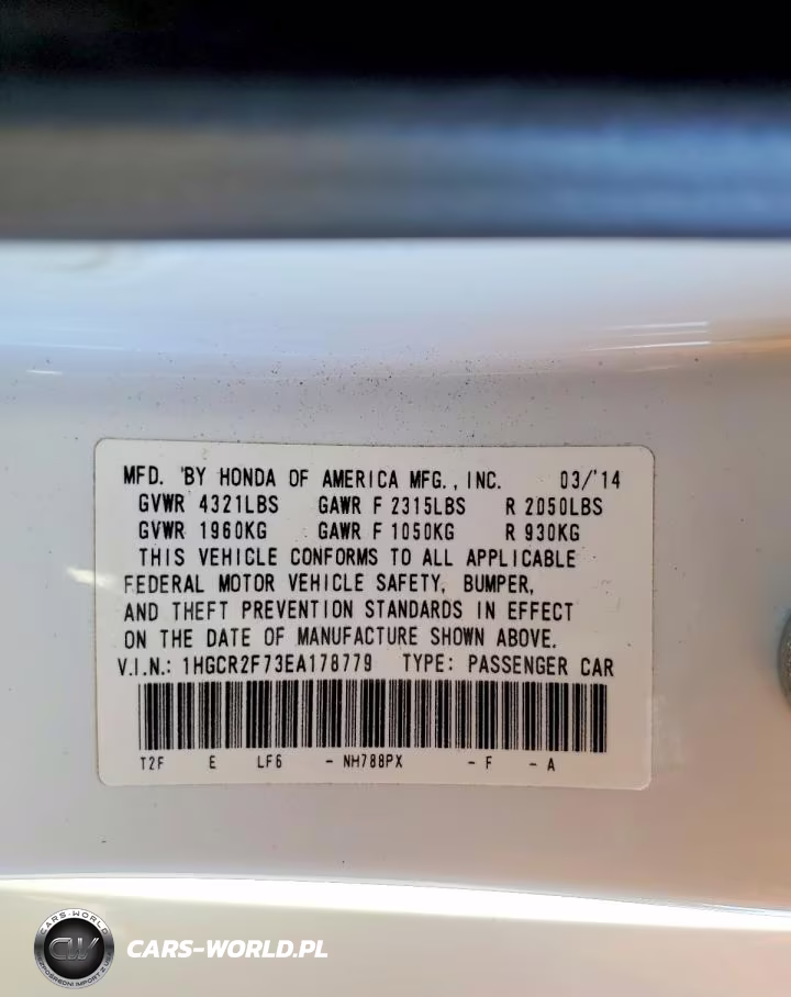 2014 Honda Accord Ex VIN:1HGCR2F73EA178779 - 13