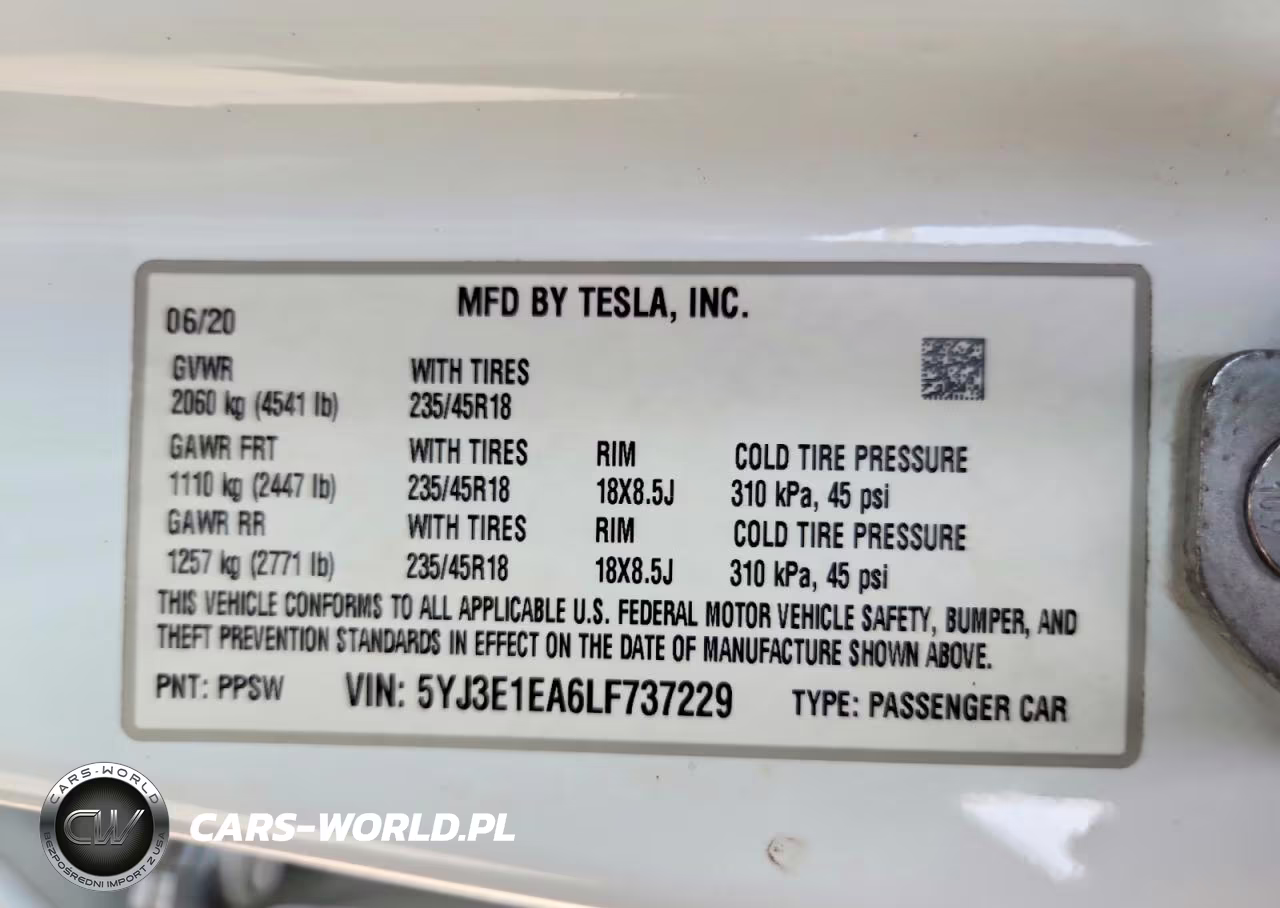 2020 Tesla Model 3 VIN:5YJ3E1EA6LF737229 - 12