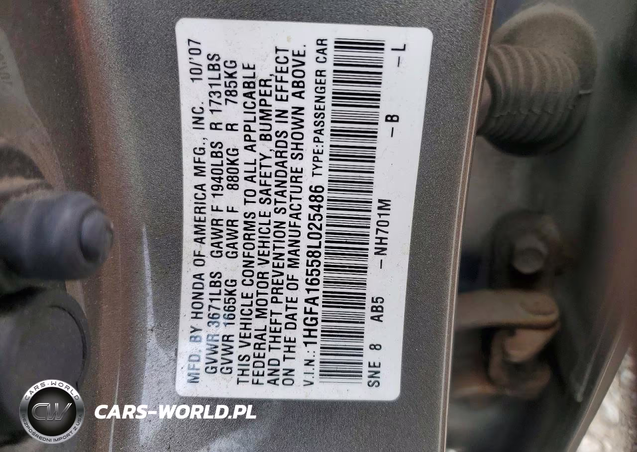 2008 Honda Civic Lx VIN:1HGFA16558L025486 - 12