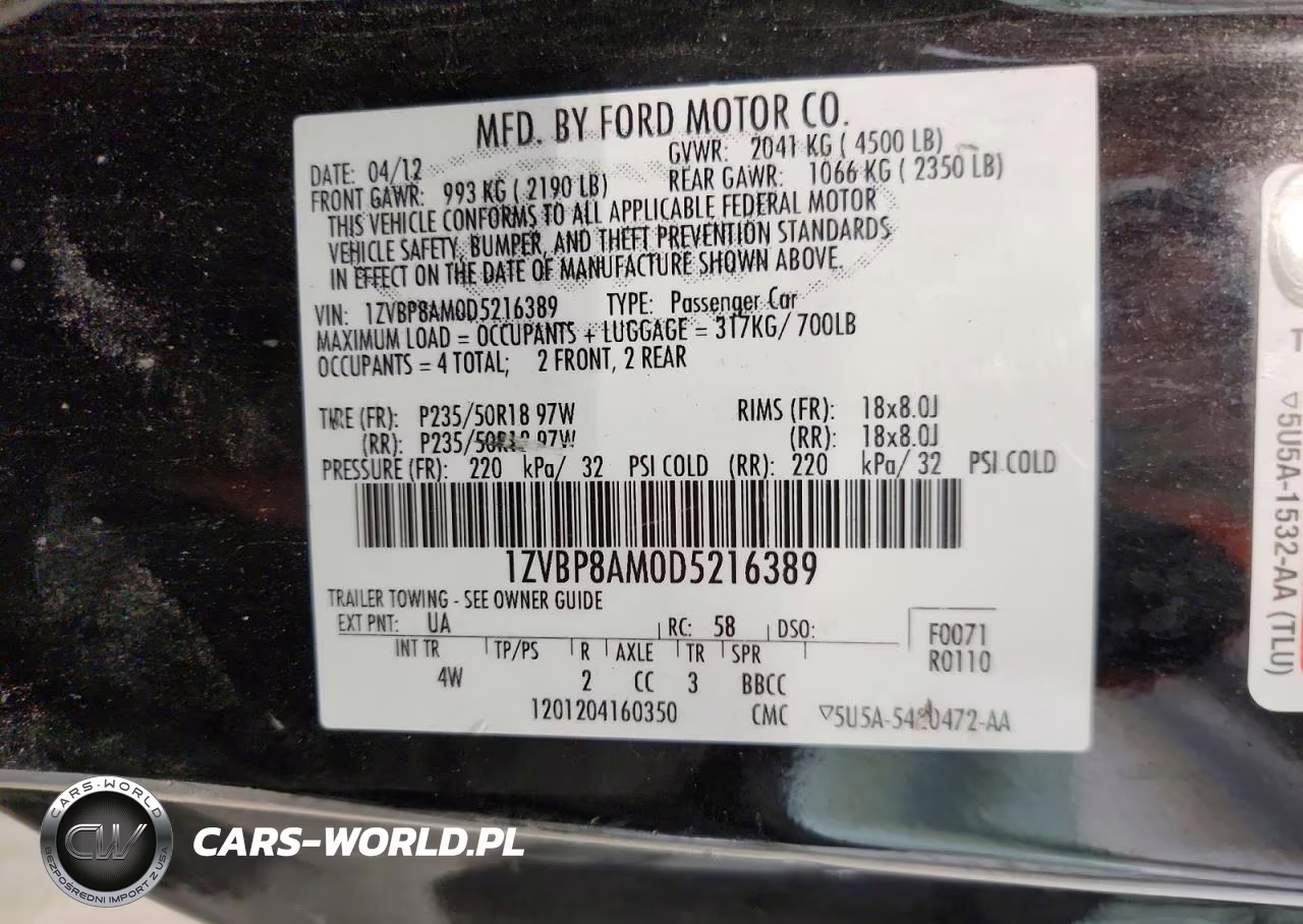 2013 Ford Mustang VIN:1ZVBP8AM0D5216389 - 12
