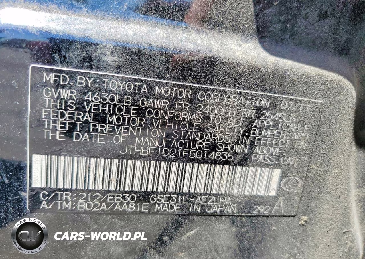 2015 Lexus Is 350 VIN:JTHBE1D21F5014835 - 12