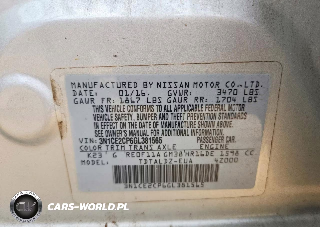2016 Nissan Versa Note Sv VIN:3N1CE2CP6GL381565 - 13