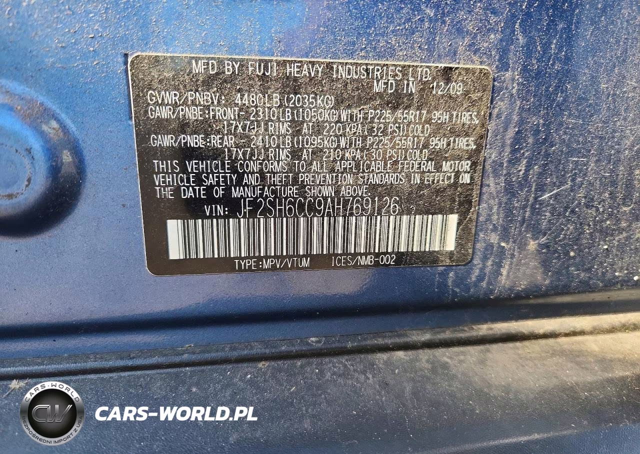2010 Subaru Forester 2.5X Premium VIN:JF2SH6CC9AH769126 - 12