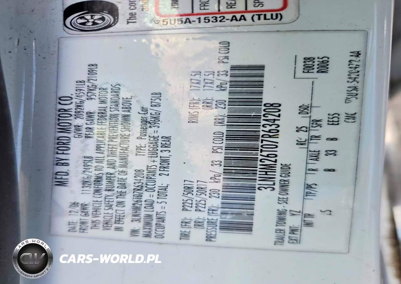2007 Lincoln Mkz VIN:3LNHM26T07R634208 - 13