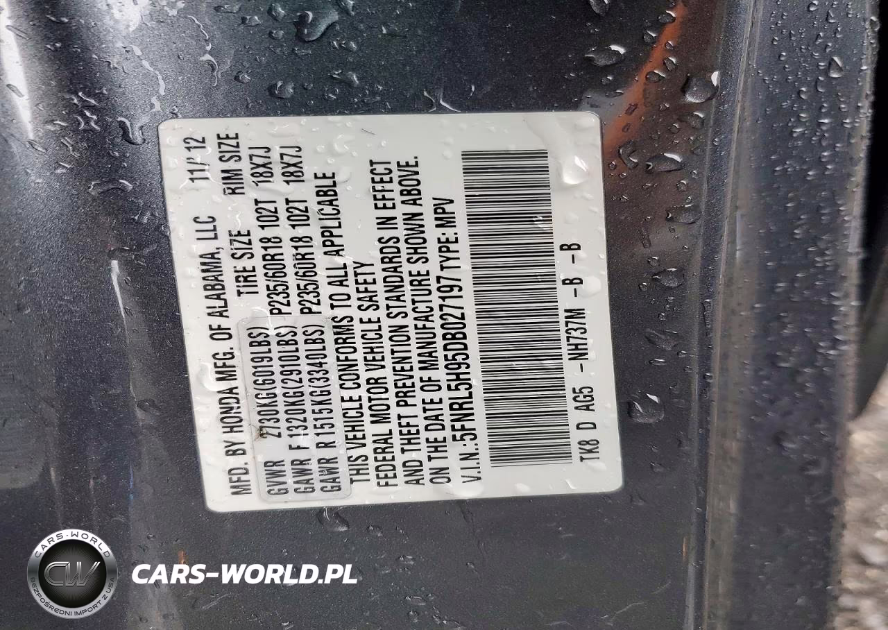 2013 Honda Odyssey Touring VIN:5FNRL5H95DB027197 - 13