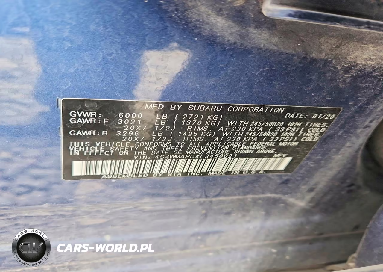 2020 Subaru Ascent Limited VIN:4S4WMAPD4L3450021 - 12