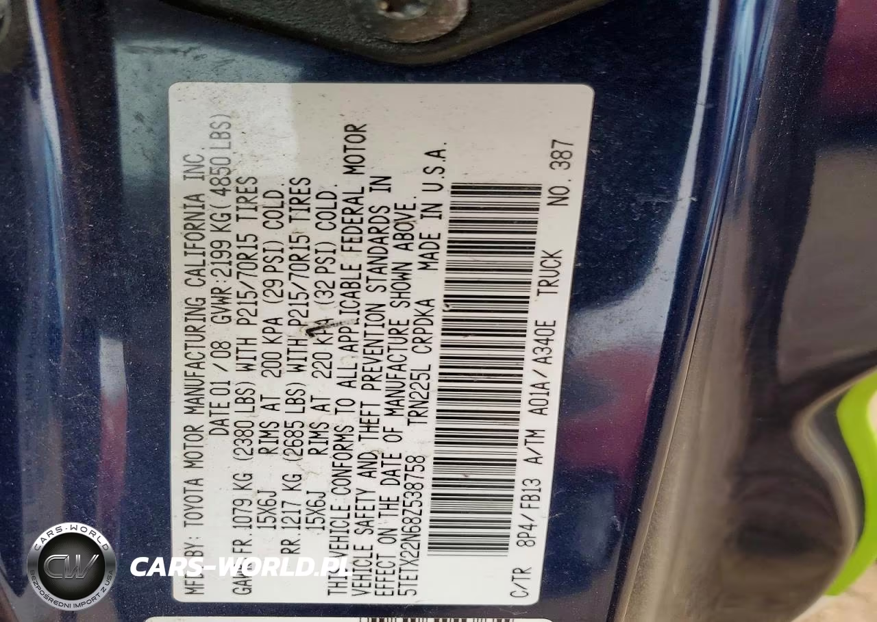 2008 Toyota Tacoma VIN:5TETX22N68Z538758 - 12