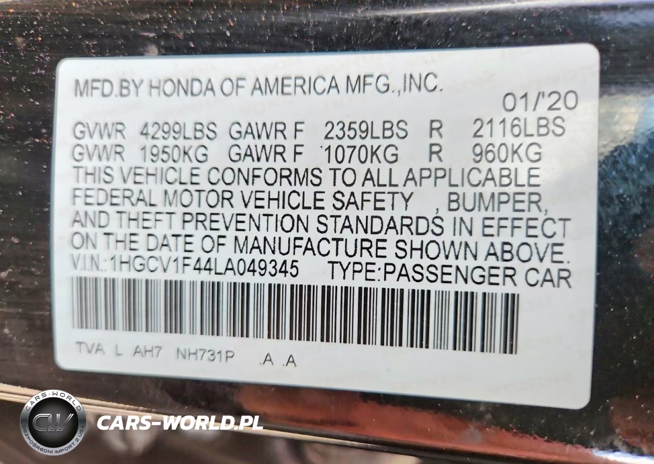 2020 Honda Accord Ex VIN:1HGCV1F44LA049345 - 12
