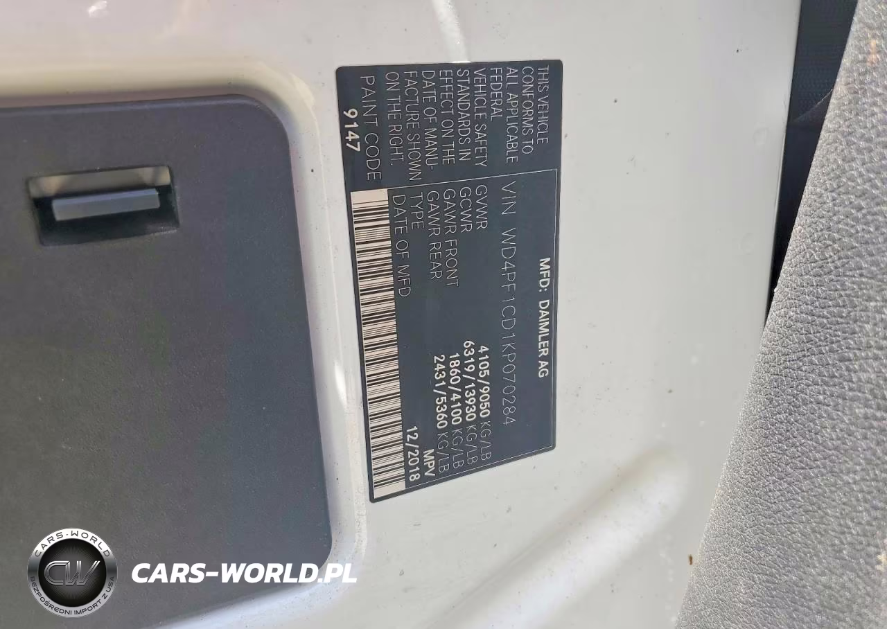 2019 Mercedes-Benz Sprinter 2500 VIN:WD4PF1CD1KP070284 - 13