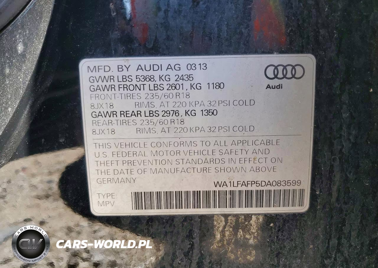 2013 Audi Q5 VIN:WA1LFAFP5DA083599 - 14