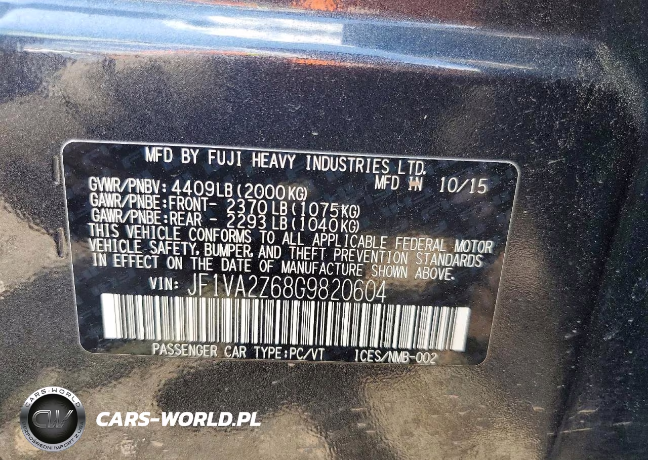 2016 Subaru Wrx Sti Limited VIN:JF1VA2Z68G9820604 - 12