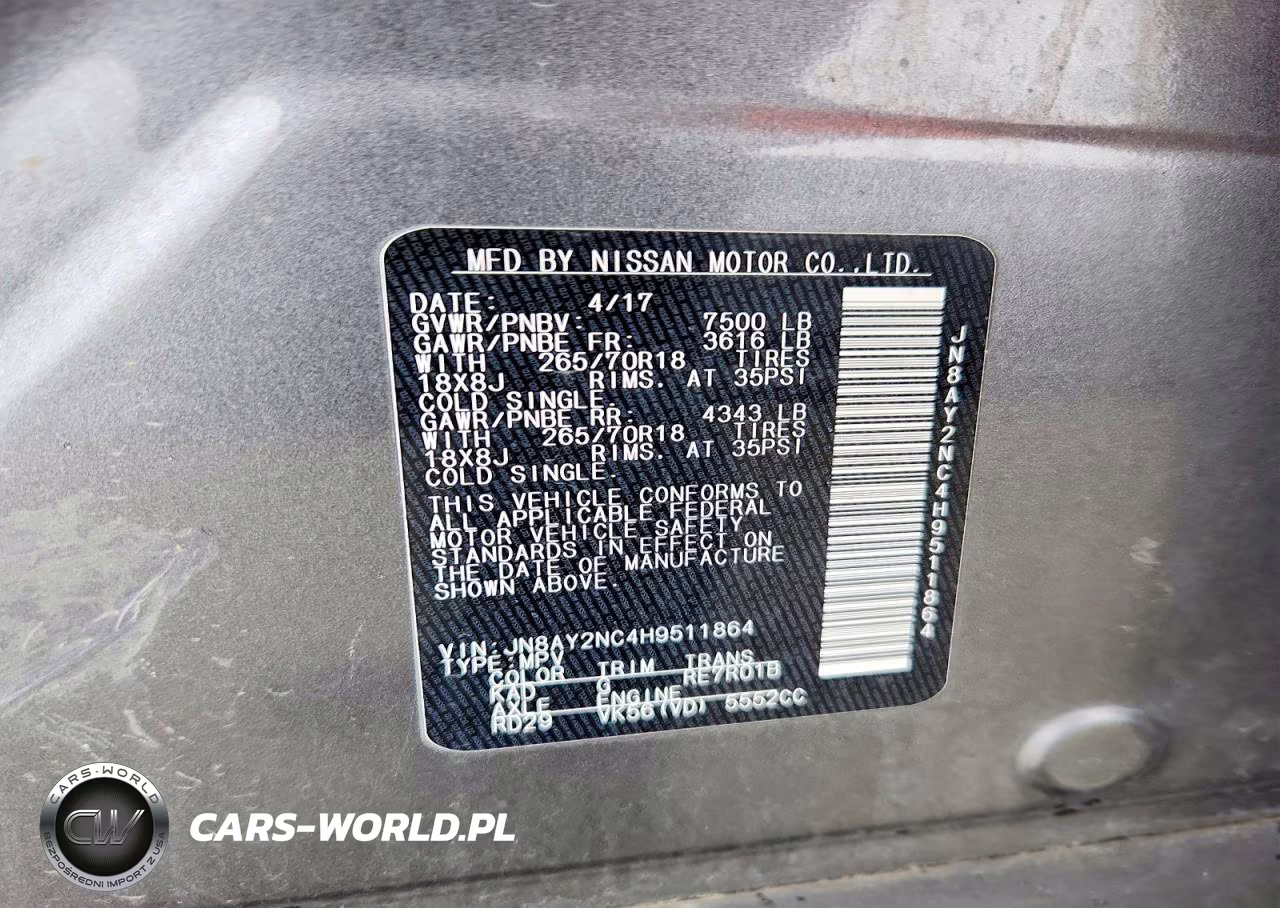 2017 Nissan Armada Sv VIN:JN8AY2NC4H9511864 - 13
