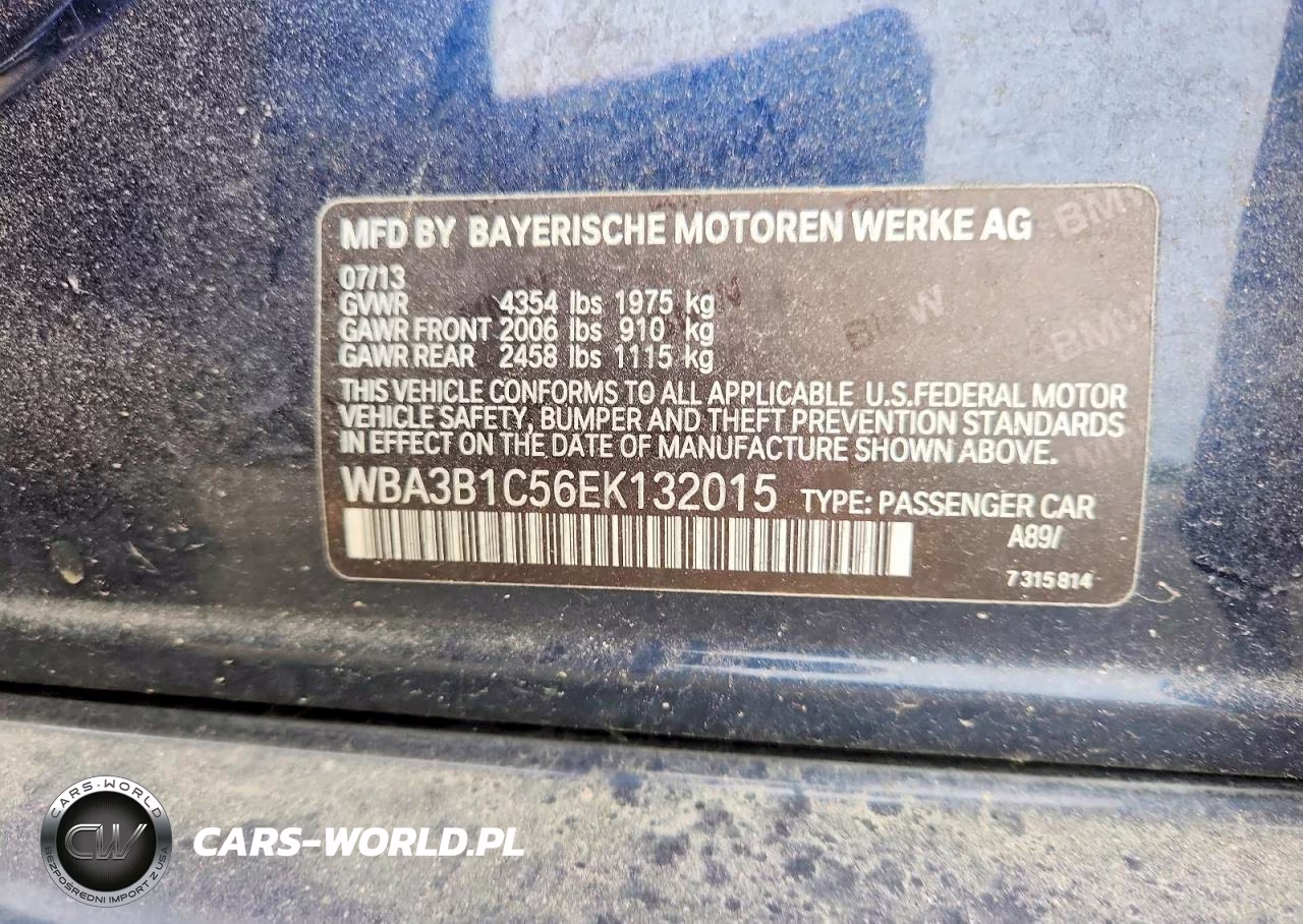 2014 BMW 320 I VIN:WBA3B1C56EK132015 - 12